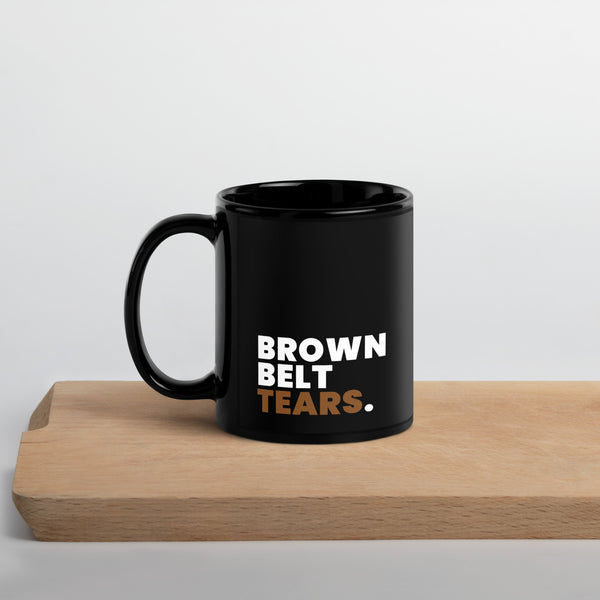 Brown Belt Tears Black Glossy Mug