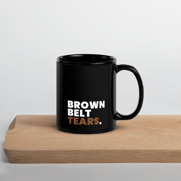 Brown Belt Tears Black Glossy Mug