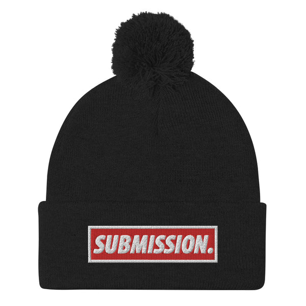 BJJ Text Submission Red Pom-Pom Beanie