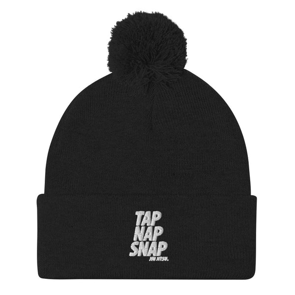 Tap Nap Snap White Pom-Pom Beanie