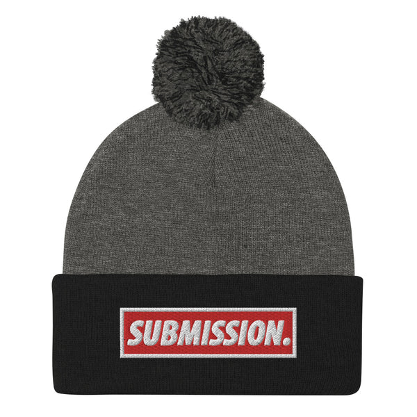 BJJ Text Submission Red Pom-Pom Beanie