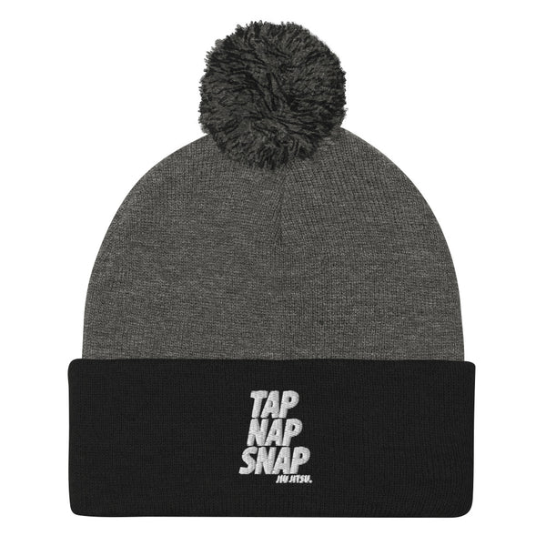 Tap Nap Snap White Pom-Pom Beanie