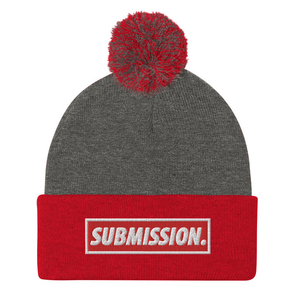 BJJ Text Submission Red Pom-Pom Beanie