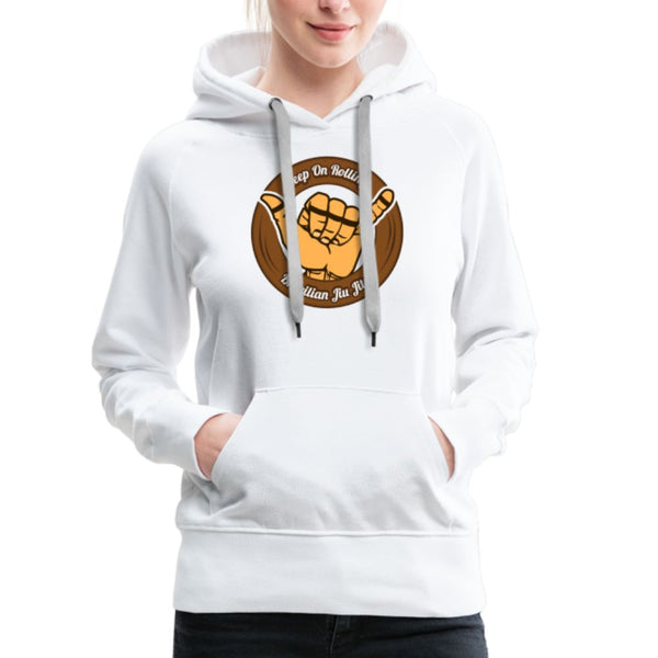 Keep On Rolling Brown Belt Women's Hoodie - white