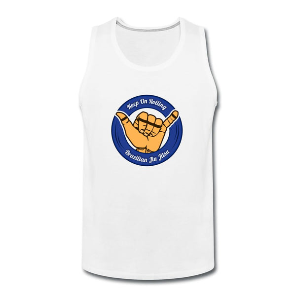 Keep On Rolling Blue Belt Men’s Tank Top - white