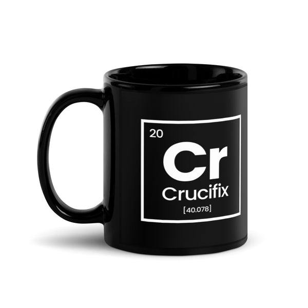 Periodic Table Crucifix Black Glossy Mug