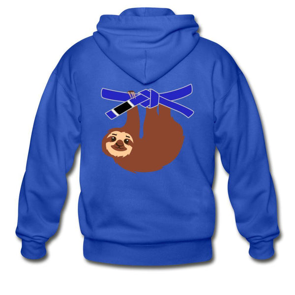 Blue Belt Sloth Zip Hoodie - royal blue