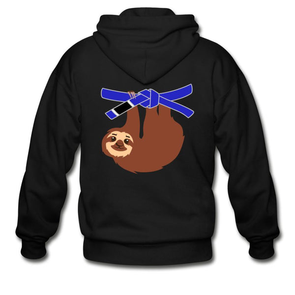 Blue Belt Sloth Zip Hoodie - black