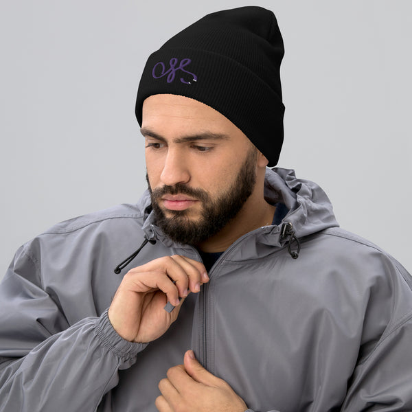 OSS Purple Belt Embroidered Cuffed Beanie