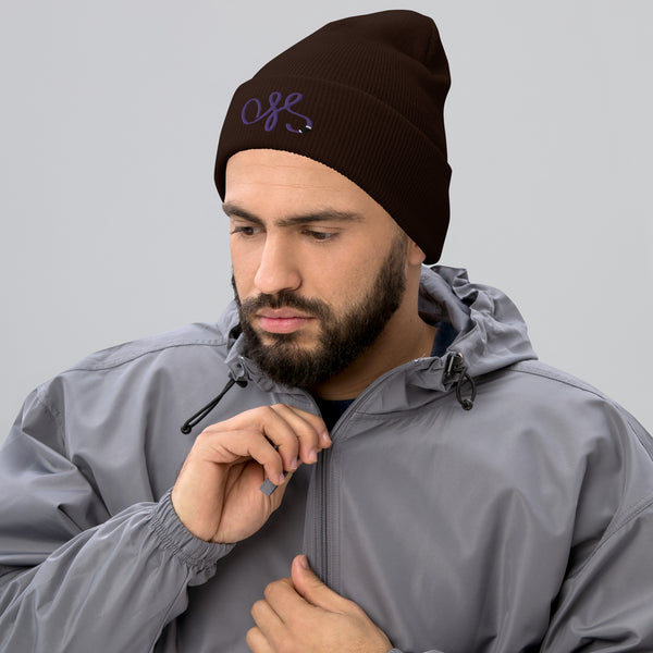 OSS Purple Belt Embroidered Cuffed Beanie
