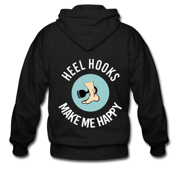 Heel Hooks Make Me Happy Zip Hoodie - black