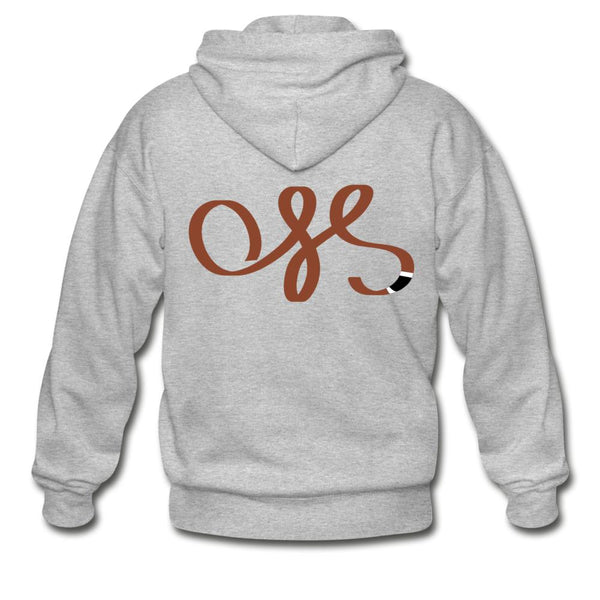 OSS Brown Belt Zip Hoodie - heather gray