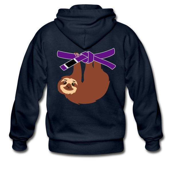 Purple Belt Sloth Zip Hoodie - navy