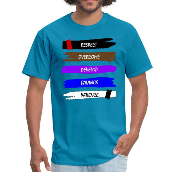 respect, overcome, develop, balance, patience Men's T-shirt - turquoise