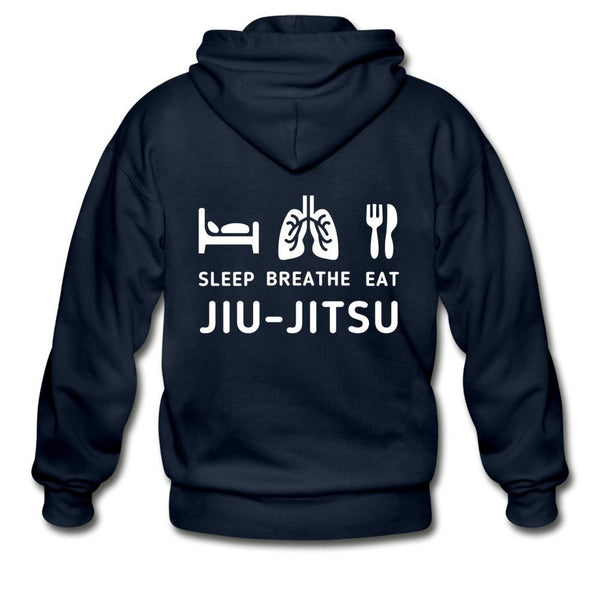 Sleep Eat Breath Jiu Jitsu Zip Hoodie - navy