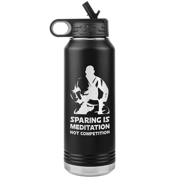 Sparing is Meditation not Competition White Design Water Bottle Tumbler 32 oz-Jiu Jitsu Legacy | BJJ Store