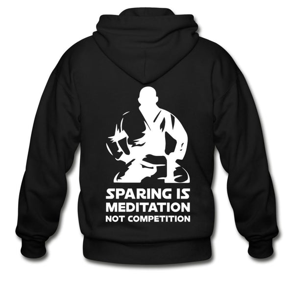 Sparing is Meditation Not Competition White Design Zip Hoodie - black
