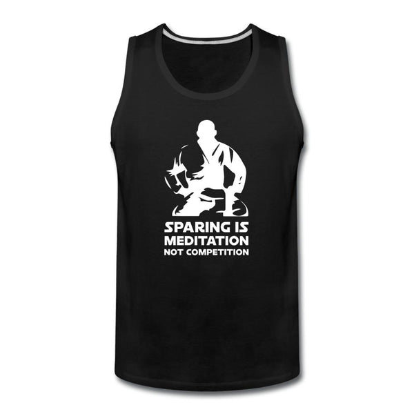 Sparing is Meditation Not Competition White Design Men’s Tank Top - black