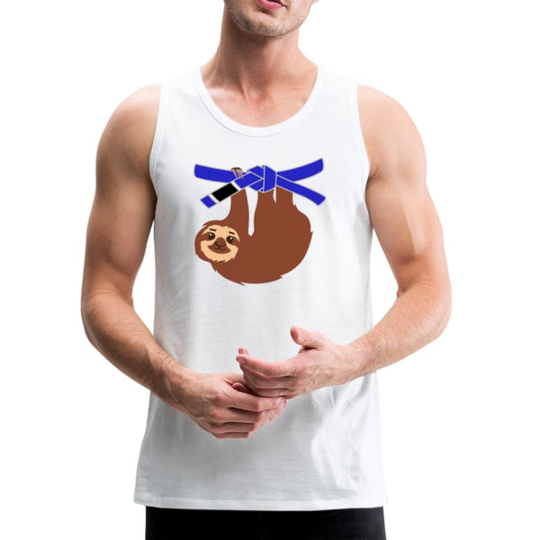 Blue Belt Sloth Men’s Tank Top - white