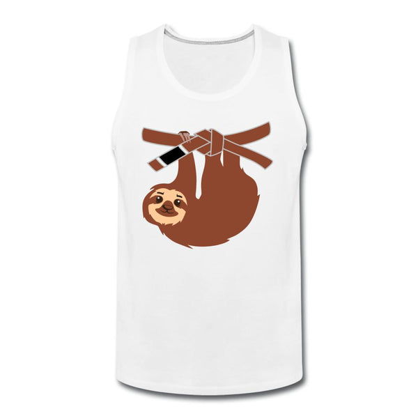 Brown Belt Sloth Men’s Tank Top - white