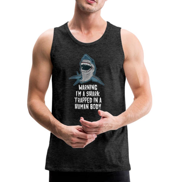 I Am a Shark Trapped in Human Body Men’s Tank Top - charcoal gray