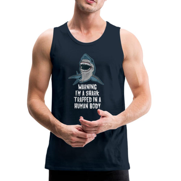 I Am a Shark Trapped in Human Body Men’s Tank Top - deep navy