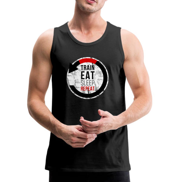 Train, Eat, Sleep, Repeat Men’s Tank Top - black
