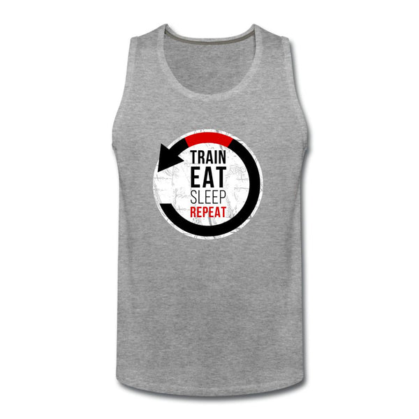 Train, Eat, Sleep, Repeat Men’s Tank Top - heather gray