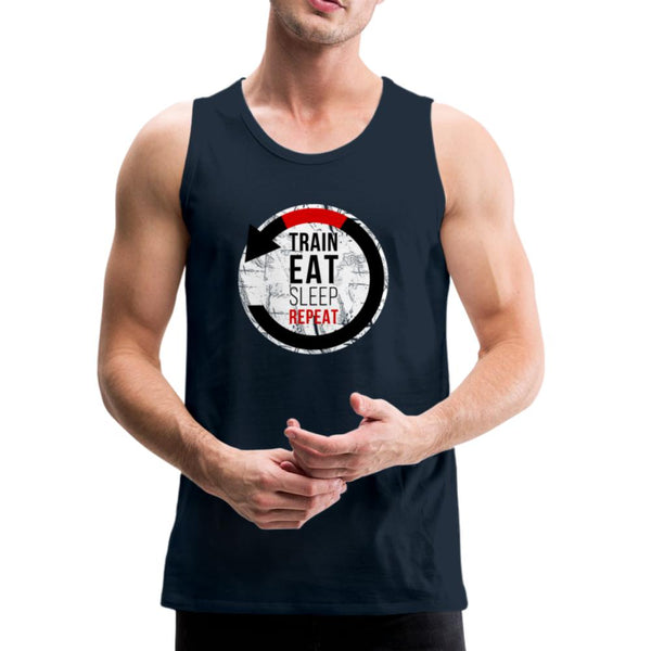 Train, Eat, Sleep, Repeat Men’s Tank Top - deep navy