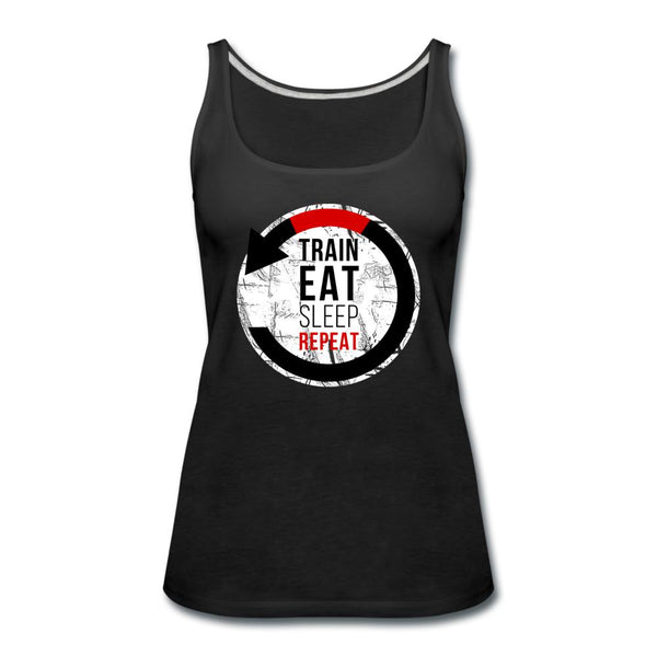 Train, Eat, Sleep, Repeat Women’s Tank Top - black
