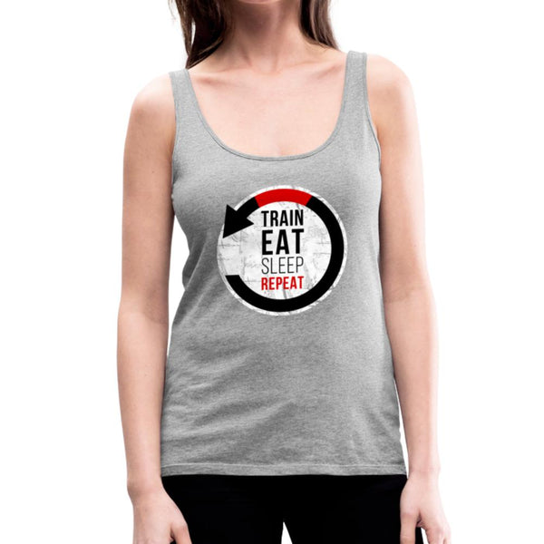 Train, Eat, Sleep, Repeat Women’s Tank Top - heather gray