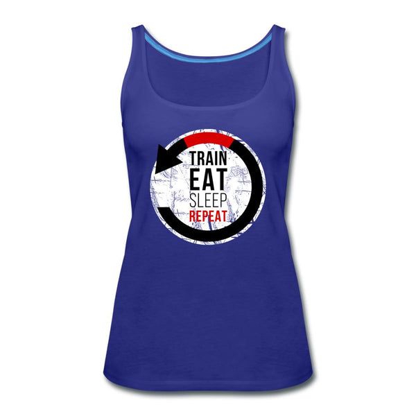 Train, Eat, Sleep, Repeat Women’s Tank Top - royal blue