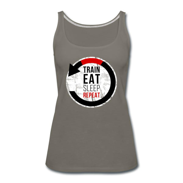 Train, Eat, Sleep, Repeat Women’s Tank Top - asphalt gray
