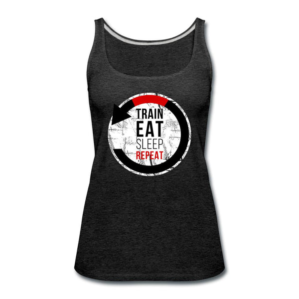 Train, Eat, Sleep, Repeat Women’s Tank Top - charcoal gray