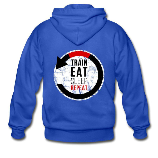 Train, Eat, Sleep, Repeat Zip Hoodie - royal blue