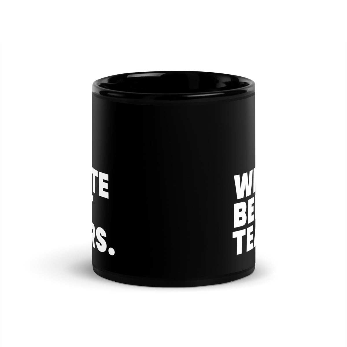 White Belt Tears Black Glossy Mug