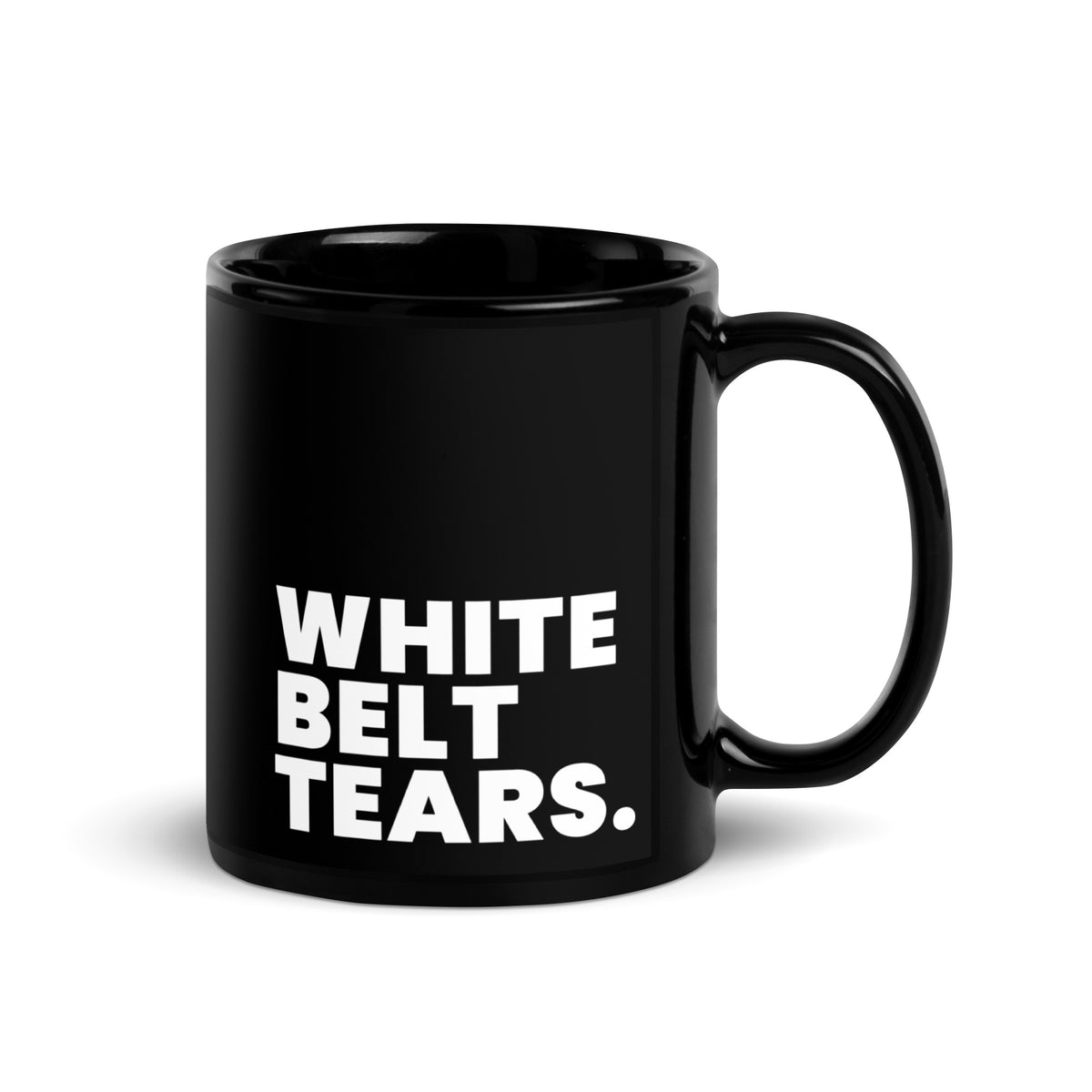White Belt Tears Black Glossy Mug