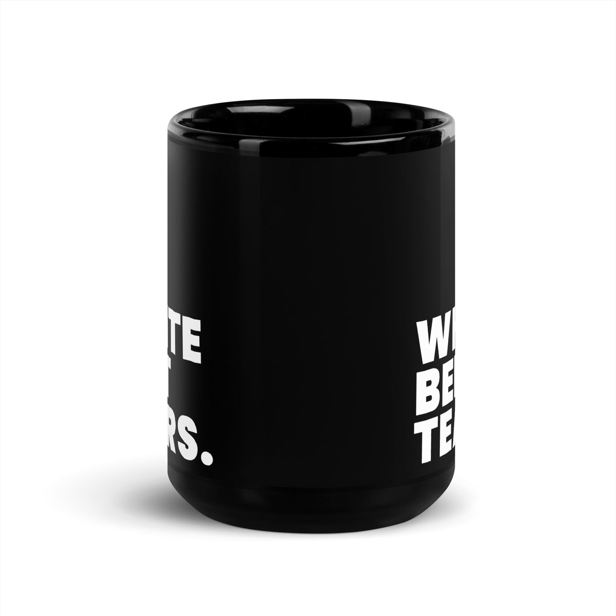 White Belt Tears Black Glossy Mug