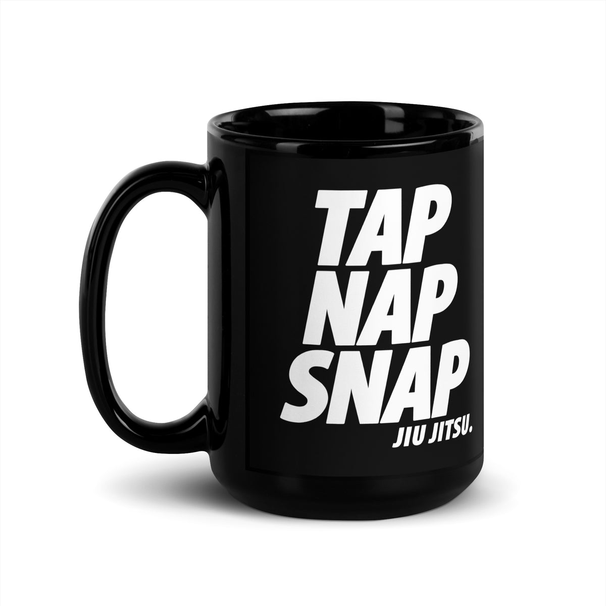 Tap Nap Snap Black Glossy Mug