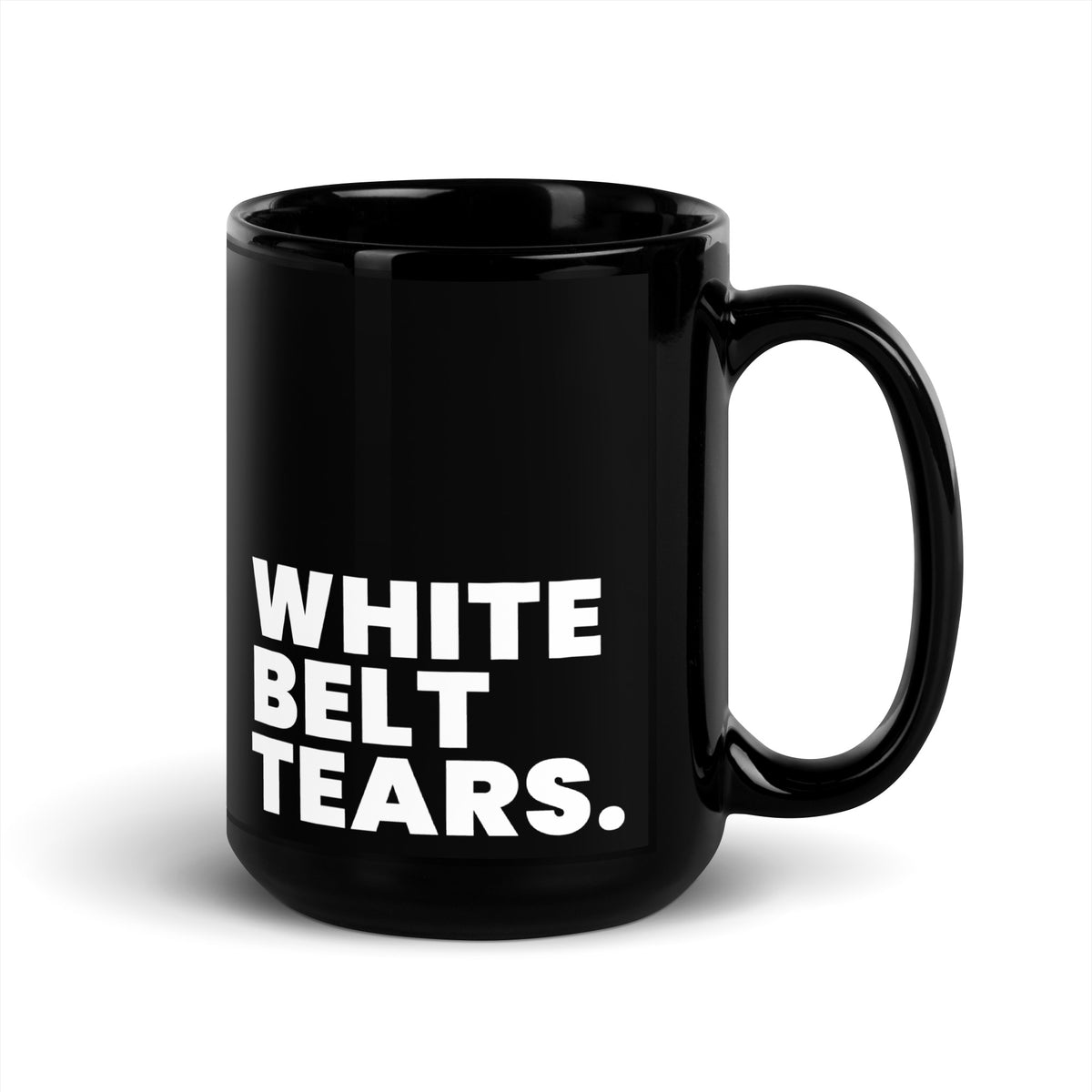 White Belt Tears Black Glossy Mug