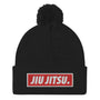 BJJ Text Jiu Jitsu Red Pom-Pom Beanie