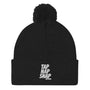 Tap Nap Snap White Pom-Pom Beanie