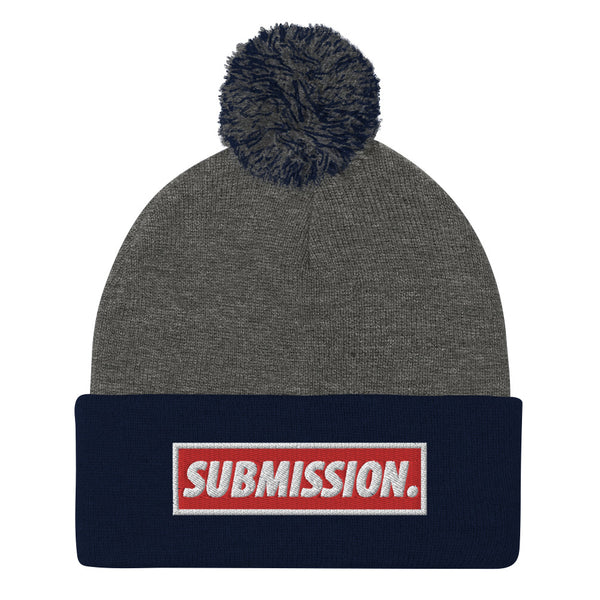 BJJ Text Submission Red Pom-Pom Beanie