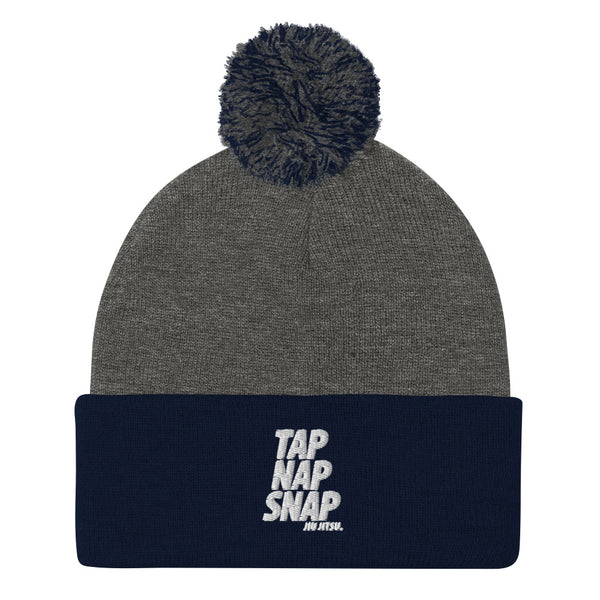 Tap Nap Snap White Pom-Pom Beanie