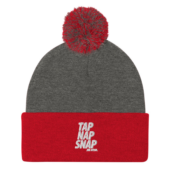 Tap Nap Snap White Pom-Pom Beanie