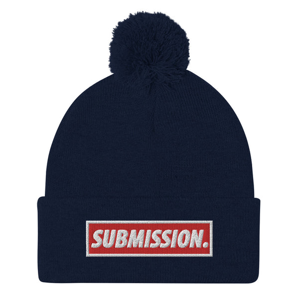 BJJ Text Submission Red Pom-Pom Beanie