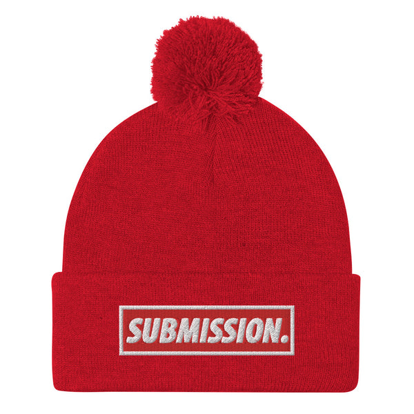 BJJ Text Submission Red Pom-Pom Beanie