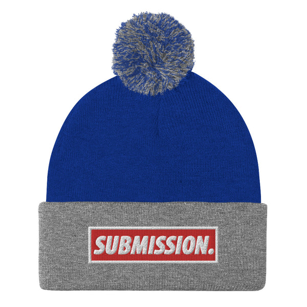 BJJ Text Submission Red Pom-Pom Beanie