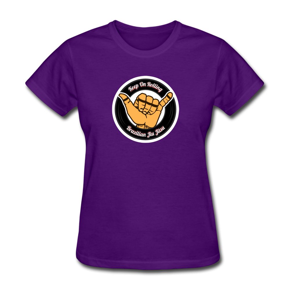 "Are you looking to update your BJJ apparel? Then this Keep On Rolling Black Women's T-Shirt  is an awesome addition to your jiu jitsu apparel! Having clothing with Brazilian Jiu Jitsu designs is a lifestyle! That's why in our store you can find the coole - purple