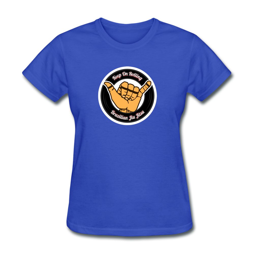 "Are you looking to update your BJJ apparel? Then this Keep On Rolling Black Women's T-Shirt  is an awesome addition to your jiu jitsu apparel! Having clothing with Brazilian Jiu Jitsu designs is a lifestyle! That's why in our store you can find the coole - royal blue